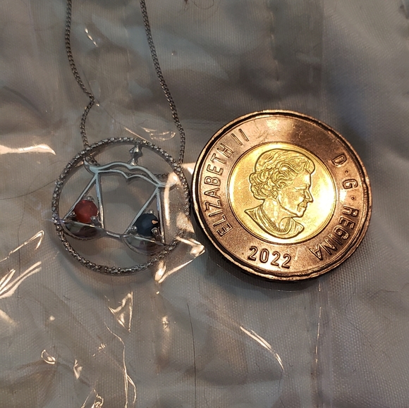 18 inch, 925 Libra Pendant, Fire Opal, Sapphire, Diamond, 4g, NWT - Picture 8 of 8